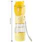 Yellow Portable Dog Water Bottle with Built-in Bowl Dispenser - 250ml Water,180ml Food Capacity, Leak-proof for Travel and Walks