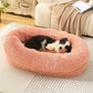 Fluffy Donut-Shaped Pet Bed- Soft, Cozy, and Anti-Anxiety for Dogs and Cats, Machine Washable  blush pink  Size:M 75*55*18cm