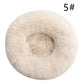 Calming Donut Pet Bed -Soft Faux Fur, Anti-Anxiety Fluffy Round Bed for Cats and Small Dogs (Light Brown)50cm