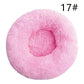 Calming Donut Pet Bed -Soft Faux Fur, Anti-Anxiety Fluffy Round Bed for Cats and Small Dogs (Pink)40cm