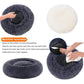 Calming Donut Pet Bed -Soft Faux Fur, Anti-Anxiety Fluffy Round Bed for Cats and Small Dogs (Beige Brown)50cm