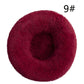 Calming Donut Pet Bed -Soft Faux Fur, Anti-Anxiety Fluffy Round Bed for Cats and Small Dogs (Wine Red)40cm