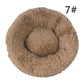 Calming Donut Pet Bed -Soft Faux Fur, Anti-Anxiety Fluffy Round Bed for Cats and Small Dogs (khaki)50cm