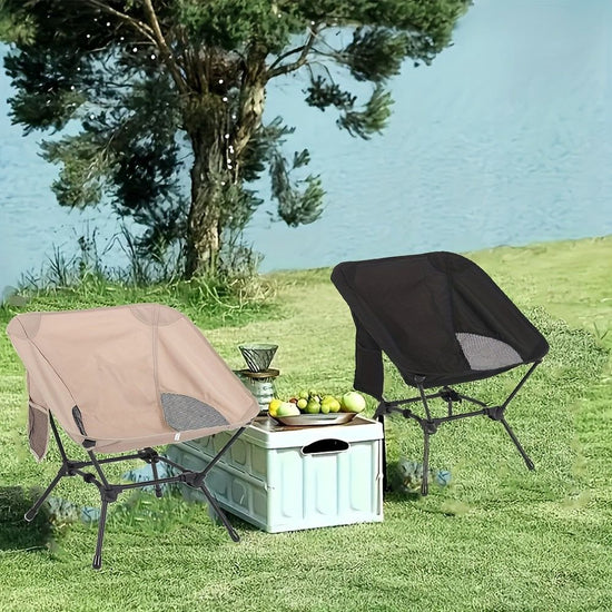 Black and khaki set of portable, comfortable and perfect camping chairs