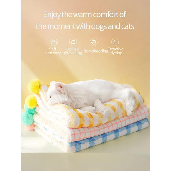 Multi-Use Pet Blanket -Soft Cushion, Blanket, and Pillow for Cats and Small Dogs, Yellow XL100*78CM