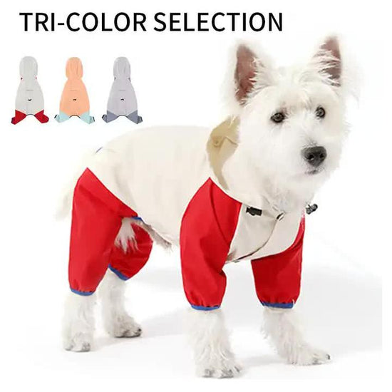 Waterproof Dog Raincoat with Hidden Leash Hole - Windproof and Comfortable for Outdoor Walks, Size:S (Back Length 20cm/7.87in, Bra 31cm/12.20in) White