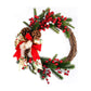 Christmas Wreath with Pine Cones, Red Berries, and Festive Bow - 40cm Holiday Door Decor