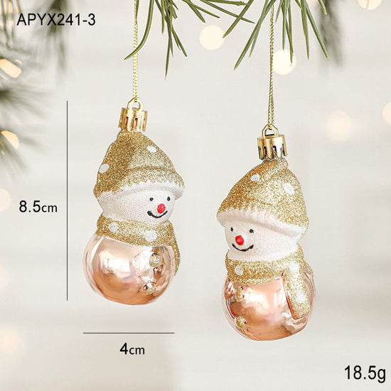 Set of 10 Christmas Ornaments -Gold & Rose Gold Holiday Tree Decorations