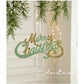 Green and Gold Glitter Merry Christmas Hanging Ornament -Festive Holiday Decoration 5 pieces