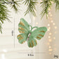 Green Glitter Butterfly Christmas Ornament with Gold Accents - Hanging Holiday Decoration 5 pieces