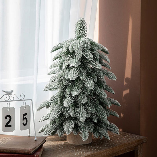 55cm Frosted Mini Christmas Tree – Snow-Covered Indoor Holiday Decoration