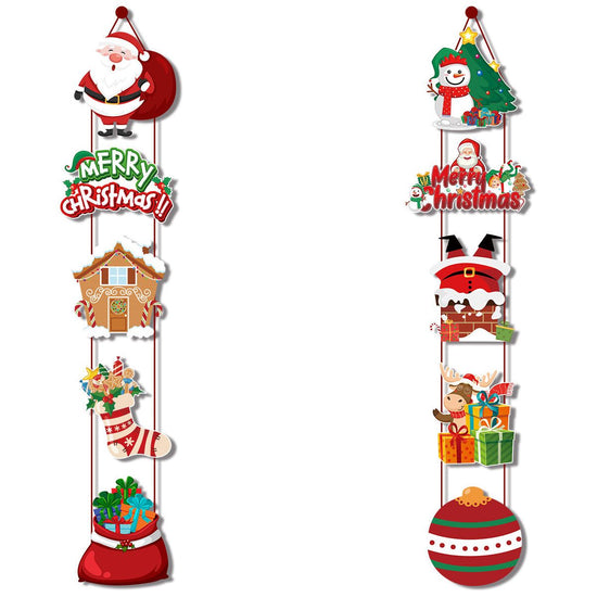 Set of 10 Christmas Hanging Door Decorations - Santa, Snowman, Stocking, and Gingerbread Ornaments  (3 set,  30 pieces)