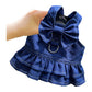 Pet Denim Harness Dress Set (2 Pieces) - M Size (42cm Chest for 5-8 lb Pets) with T-Shirt and Skirt, Bow,and Leash Ring