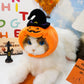 Halloween Pumpkin Hat for Cats - Adjustable Pet Costume with Witch Hat for Halloween Parties 3 pieces