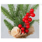 Mini Christmas Pine Tree Decoration - 10.24 Inches Tall with Red Berries and Burlap Base  (4 trees)