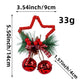 Red Star Christmas Ornament with Bells and Pinecone - Holiday Wreath Decoration 10 pieces