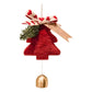 Red Velvet Christmas Tree Ornament with Ribbon and Bell - Festive Holiday Decoration 5 pieces