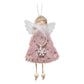 Fluffy Angel Hanging Ornament with Heart and Glitter Wings - Christmas Tree Decoration 16*10 cm Pink(6 pieces)