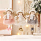 Winter Angel Ornament with Gold Glitter Wings and White Scarf - Christmas Tree Hanging Decoration 15*9 cm Pink colour (5 pieces)