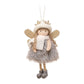 Winter Angel Ornament with Gold Glitter Wings and White Scarf - Christmas Tree Hanging Decoration 15*9 cm Grey colour (5 pieces)