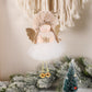 Gold and White Angel Ornament with Bells and Glitter Wings - Christmas Hanging Decoration 16*10*5cm Coffee colour (5 pieces)