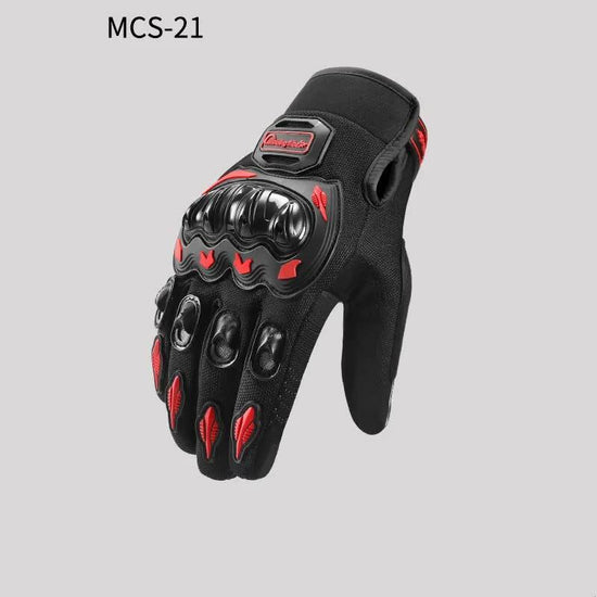 High-Performance Motorcycle Riding Gloves with Hard Knuckle Protection - Anti-Slip, Touchscreen Compatible, Neon Accents (Red,XXL size)