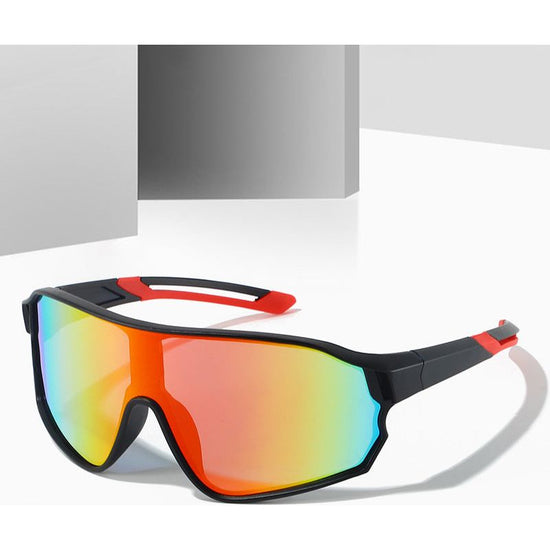 Fashionable Sports Sunglasses with Colorful Mirror Lenses – UV400 Protection for Cycling & Outdoor Activities  Orange red