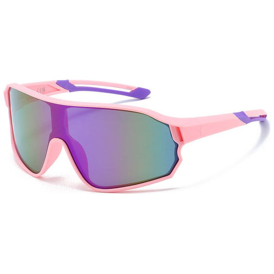 Fashionable Sports Sunglasses with Colorful Mirror Lenses - UV400 Protection for Cycling & Outdoor Activities  Pink