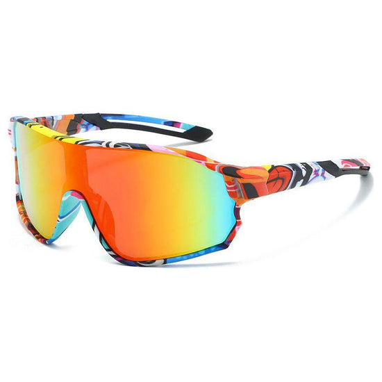 Fashionable Sports Sunglasses with Colorful Mirror Lenses - UV400 Protection for Cycling & Outdoor Activities  Leopard