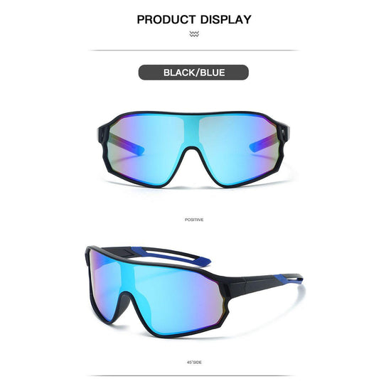 Fashionable Sports Sunglasses with Colorful Mirror Lenses - UV400 Protection for Cycling & Outdoor Activities  blue