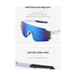 Ink Dot White Frame Blue Mirrored Sports Sunglasses | UV400 Protection & Lightweight Design