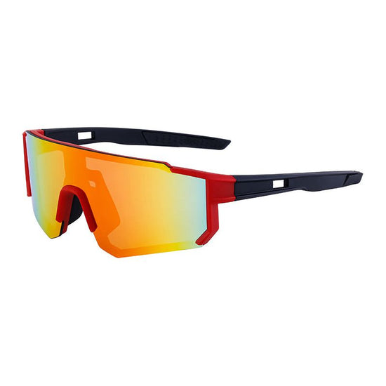 Red and Black Frame Sports Sunglasses with Fire Mirrored Lens | UV400 Performance Eyewear