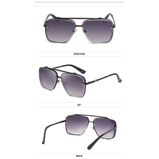 Black Grey Square Sunglasses,Fashionable Men&