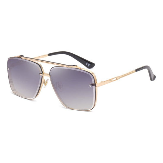 Gold Double  Grey Square Sunglasses,Fashionable Men&