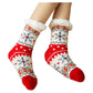 Festive Plush Christmas Socks , Warm Winter Slipper Socks with Snowflake Pattern, Non-slip floor socks Red Snowflake