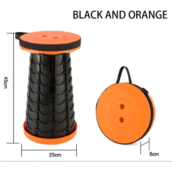 Portable Collapsible Telescopic Stool - Foldable, Lightweight, Adjustable, and Compact Camping Chair (Orange-black)