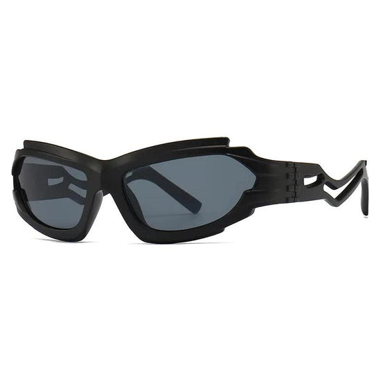 Futuristic Sports Wrap Man Sunglasses - Bold Black Frames with UV Protection