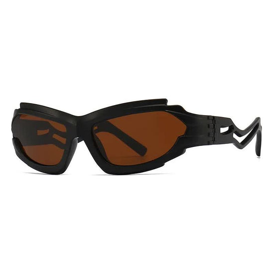 Futuristic Sports Wrap Man Sunglasses - Bold Brown Frames with UV Protection