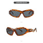 Futuristic Sports Wrap Man Sunglasses - Bold Leopard Frames with UV Protection