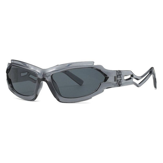 Futuristic Sports Wrap Man Sunglasses - Bold Gray Frames with UV Protection