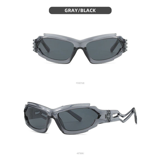 Futuristic Sports Wrap Man Sunglasses - Bold Gray Frames with UV Protection