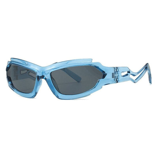 Futuristic Sports Wrap Man Sunglasses - Bold Blue Frames with UV Protection