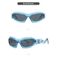 Futuristic Sports Wrap Man Sunglasses - Bold Blue Frames with UV Protection