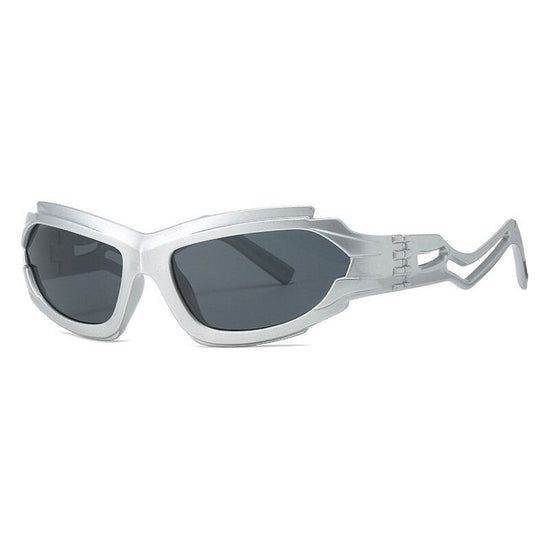 Futuristic Sports Wrap Man Sunglasses - Bold Silvery Frames with UV Protection