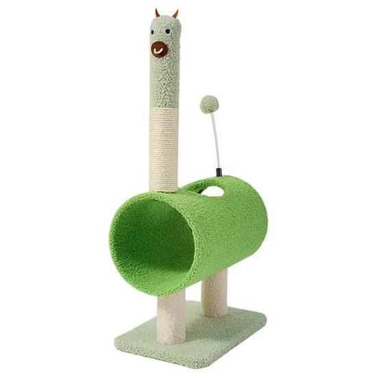 Interactive Cat Tunnel & Scratching Post with Spring Toy - Cozy Playtime for Kittens green 35*23*71cm