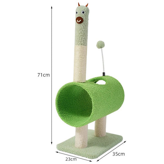 Interactive Cat Tunnel & Scratching Post with Spring Toy - Cozy Playtime for Kittens green 35*23*71cm