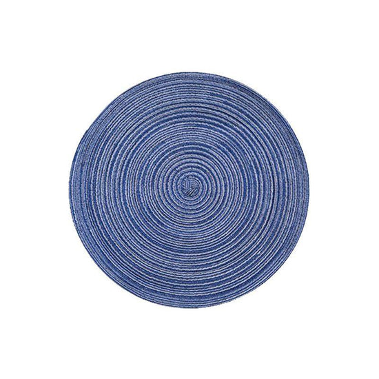 Round Woven Placemats -Colorful Braided Table Mats for Dining & Home Decor 18cm 10pcs Blue