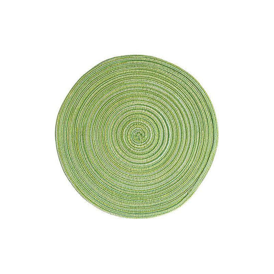 Round Woven Placemats -Colorful Braided Table Mats for Dining & Home Decor 30cm 10pcs Green