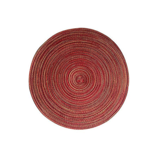 Round Woven Placemats -Colorful Braided Table Mats for Dining & Home Decor 30cm 10pcs Red