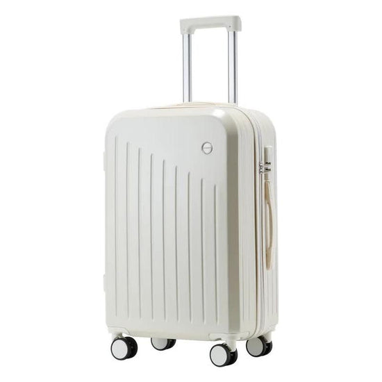 Smart Carry-On Luggage with Cup Holder & USB Charging Port - White Color Spinner Suitcase for Travel Convenience  20 inch